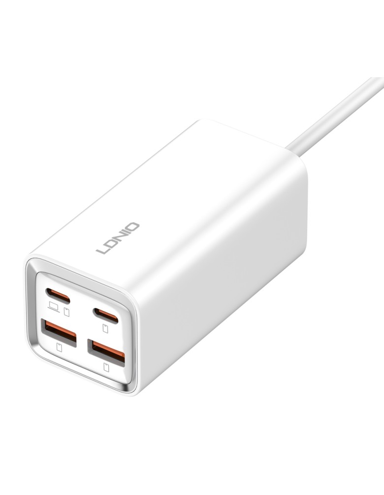 LDNIO σταθμός φόρτισης A4610C, 2x USB-C & 2x USB, 65W, PD/QC, λευκός