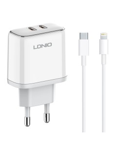 LDNIO φορτιστής τοίχου A2528M με καλώδιο, 2x USB-C, 35W,...