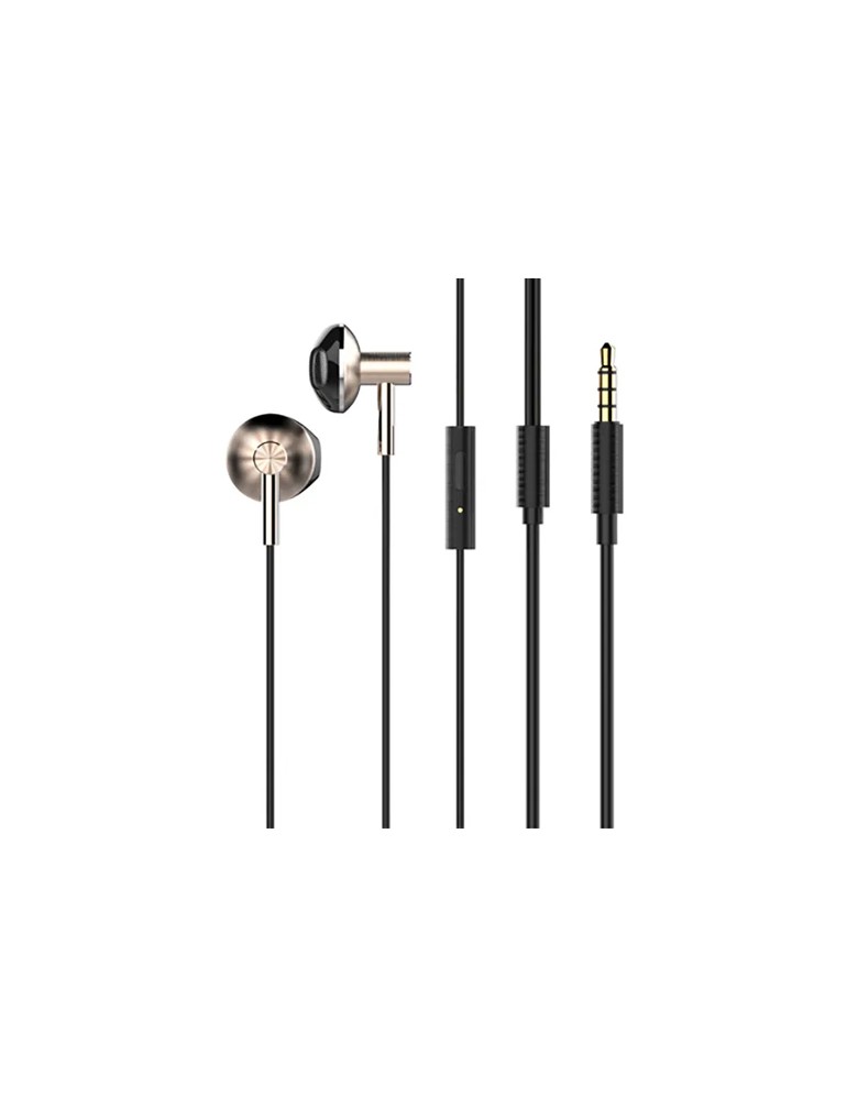 LDNIO earphones με μικρόφωνο HP09, 3.5mm σύνδεση, Φ13mm, 1.2m, ροζ χρυσό