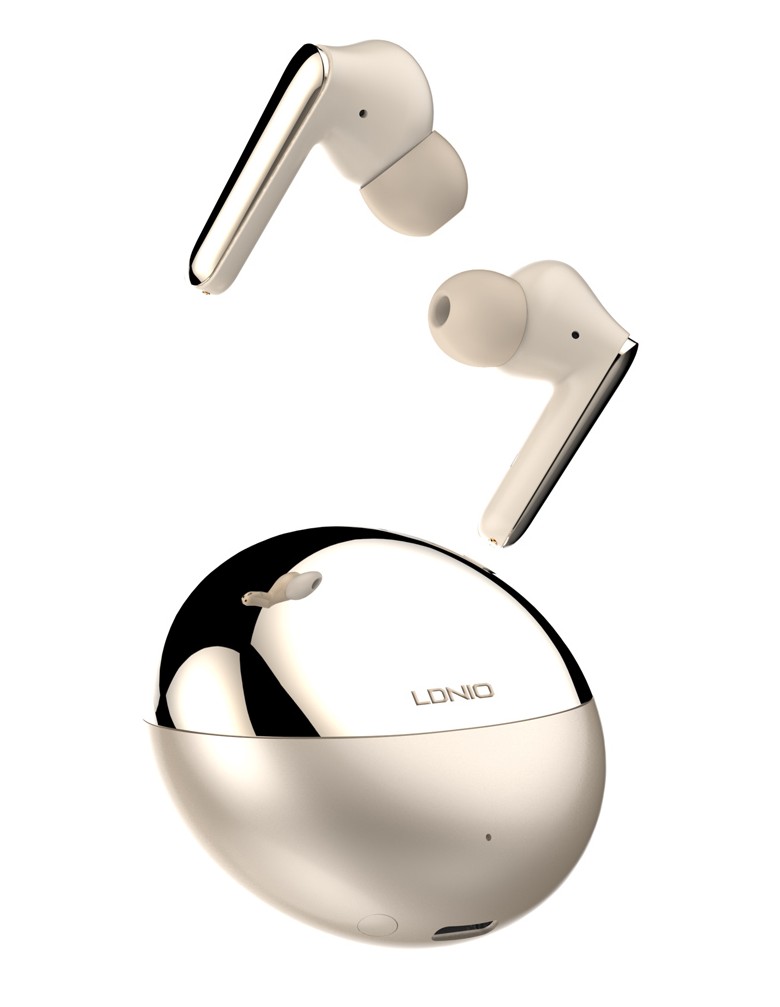 LDNIO earphones με θήκη φόρτισης T01, True Wireless, HiFi, Φ10mm, χρυσά