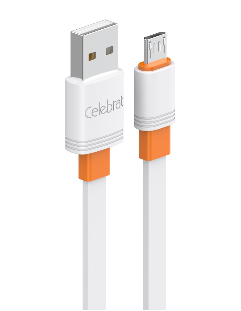 CELEBRAT καλώδιο micro USB σε USB CB-33M, flat, 10.5W, 1m, λευκό