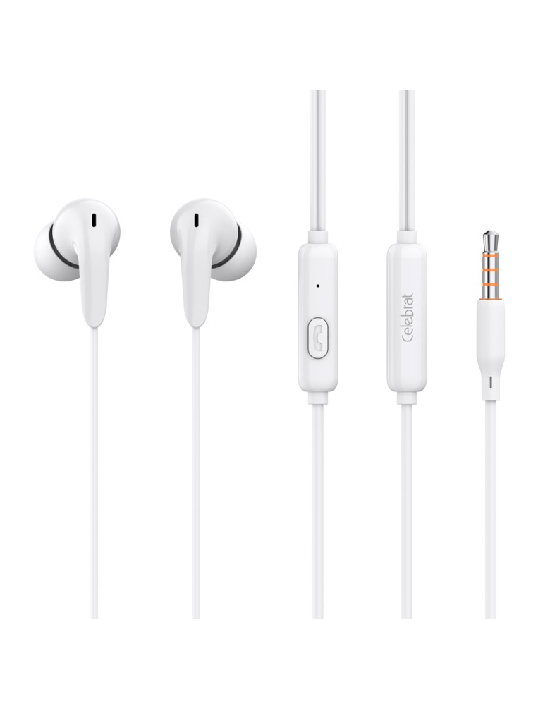 CELEBRAT earphones με μικρόφωνο G26, 3.5mm σύνδεση, Φ10mm, 1.2m, λευκά