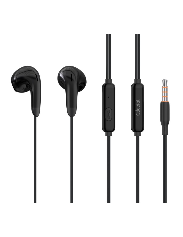 CELEBRAT earphones με μικρόφωνο G27, 3.5mm σύνδεση, Φ14mm, 1.2m, μαύρα