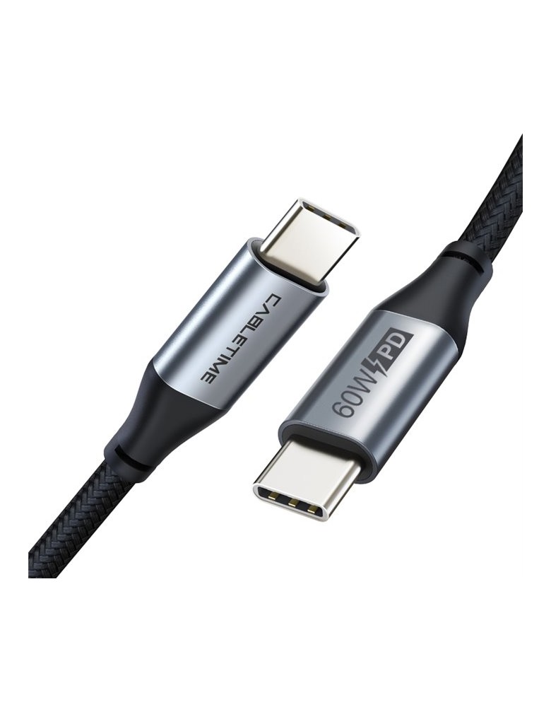 CABLETIME καλώδιο USB-C σε USB-C CT-CMCM, 60W, 480Mbps, 2m, μαύρο