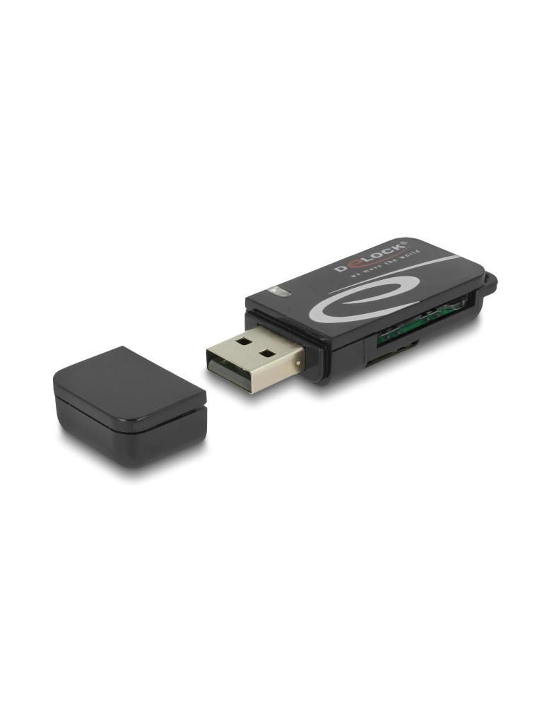 DELOCK card reader 91602 για SD & micro SD, USB, 480Mbps, μαύρο