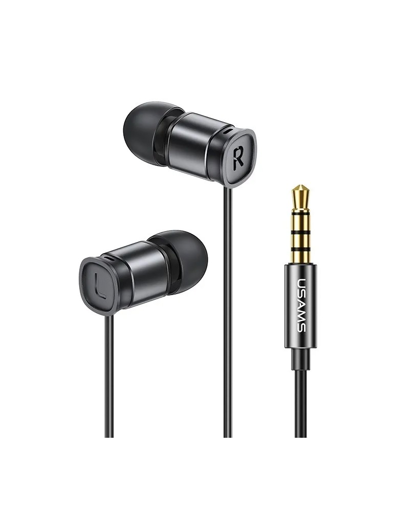 USAMS earphones με μικρόφωνο EP-46, 3.5mm σύνδεση, Φ6mm, 1.2m, μαύρα