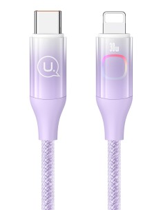 USAMS καλώδιο Lightning σε USB-C US-SJ638, 30W PD, 1.2m, μωβ