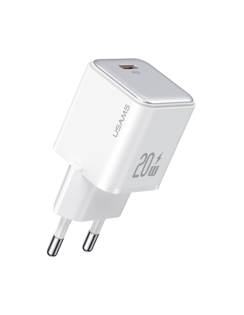 USAMS φορτιστής τοίχου US-CC183, USB-C θύρα εξόδου, 20W PD, λευκός