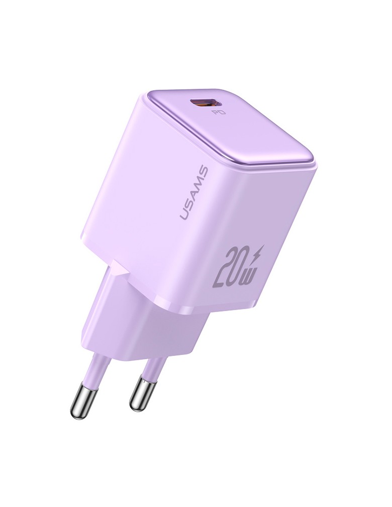 USAMS φορτιστής τοίχου US-CC183, USB-C θύρα εξόδου, 20W PD, μωβ