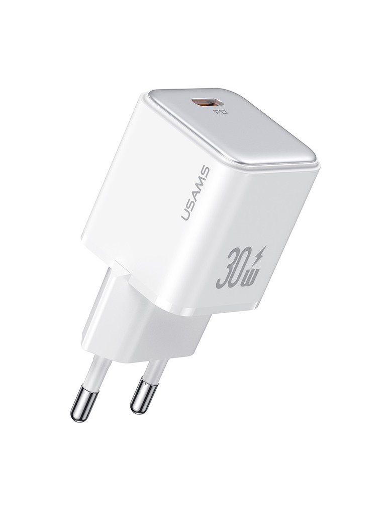 USAMS φορτιστής τοίχου US-CC186, USB-C θύρα εξόδου, 30W PD, λευκός