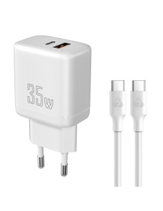 POWERTECH φορτιστής τοίχου PT-1179, καλώδιο, USB/USB-C,...