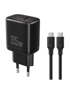 POWERTECH φορτιστής τοίχου PT-1180, καλώδιο, USB/USB-C,...