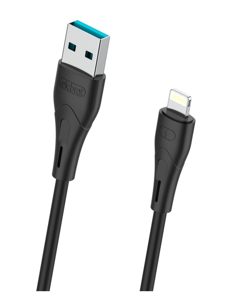 CELEBRAT καλώδιο Lightning σε USB CB-18I, 12W 2.4A, 480Mbps, 1m, μαύρο