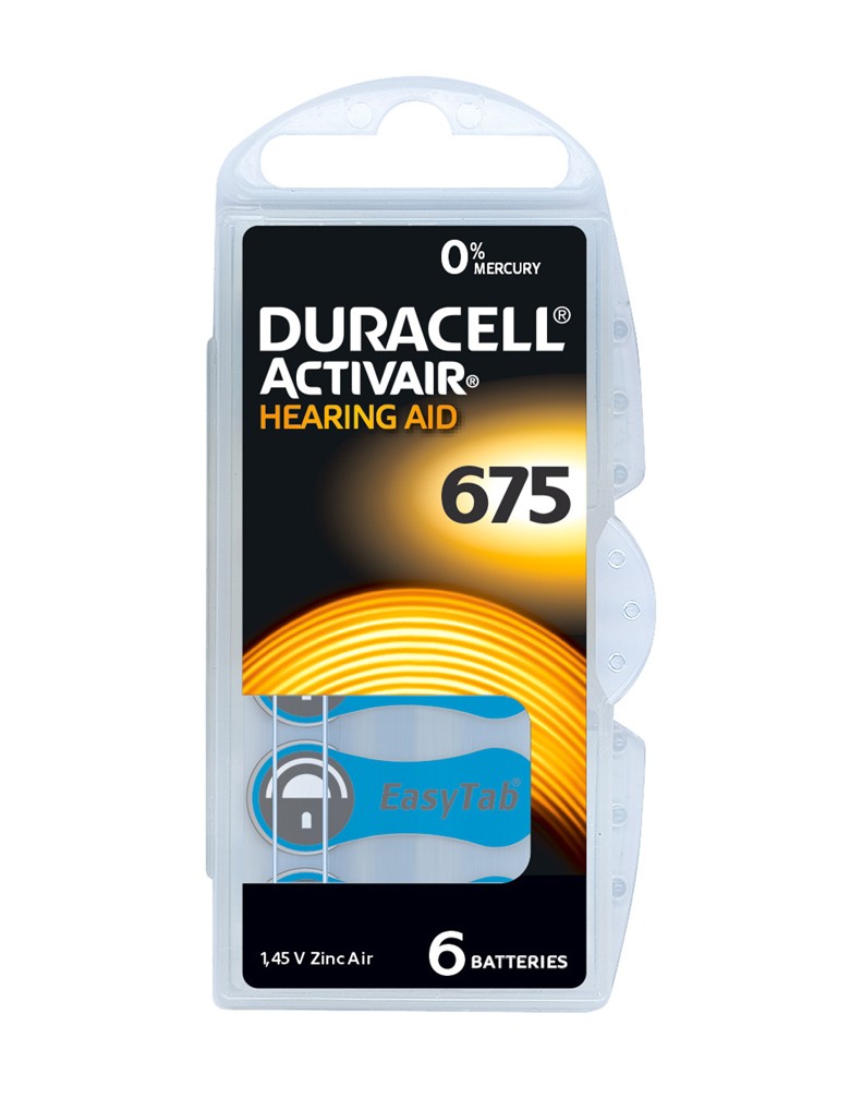 DURACELL μπαταρίες ακουστικών βαρηκοΐας Activair 675, 1.45V, 6τμχ