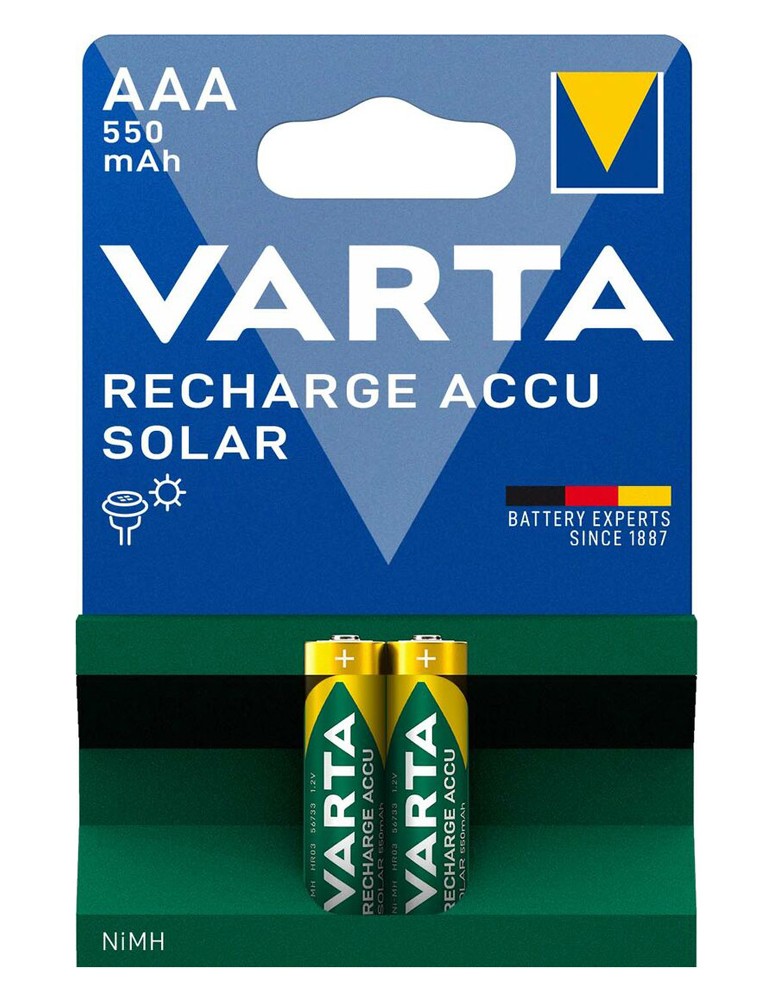 VARTA επαναφορτιζόμενες μπαταρίες λιθίου Solar, AAA, 550mAh, 1.2V, 2τμχ