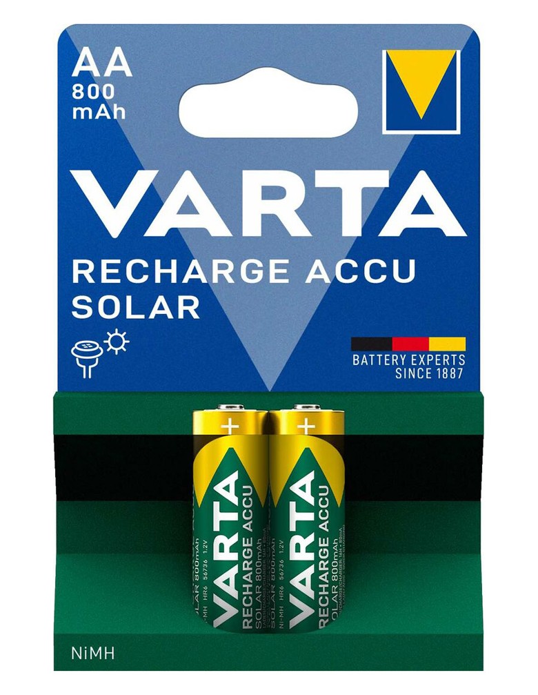 VARTA επαναφορτιζόμενες μπαταρίες λιθίου Solar, AA, 800mAh, 1.2V, 2τμχ