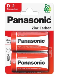 PANASONIC μπαταρίες Zinc Carbon, D/R20, 1.5V, 2τμχ