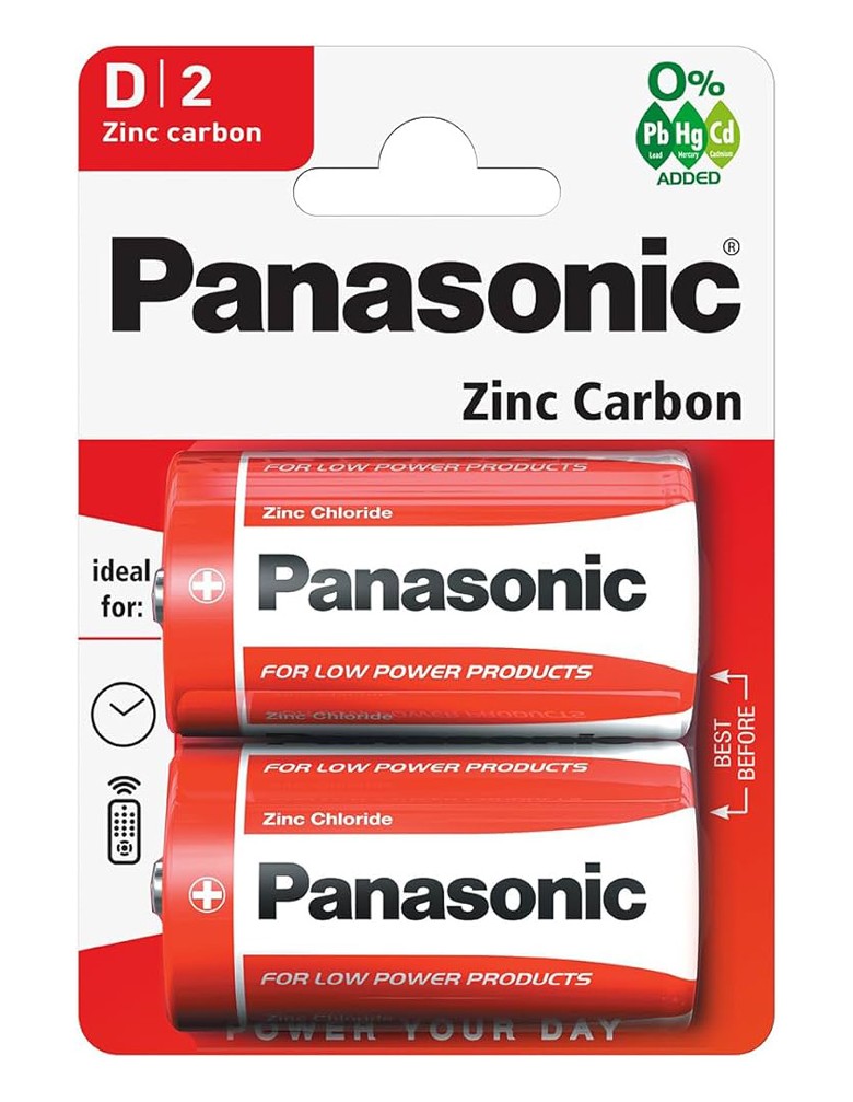 PANASONIC μπαταρίες Zinc Carbon, D/R20, 1.5V, 2τμχ