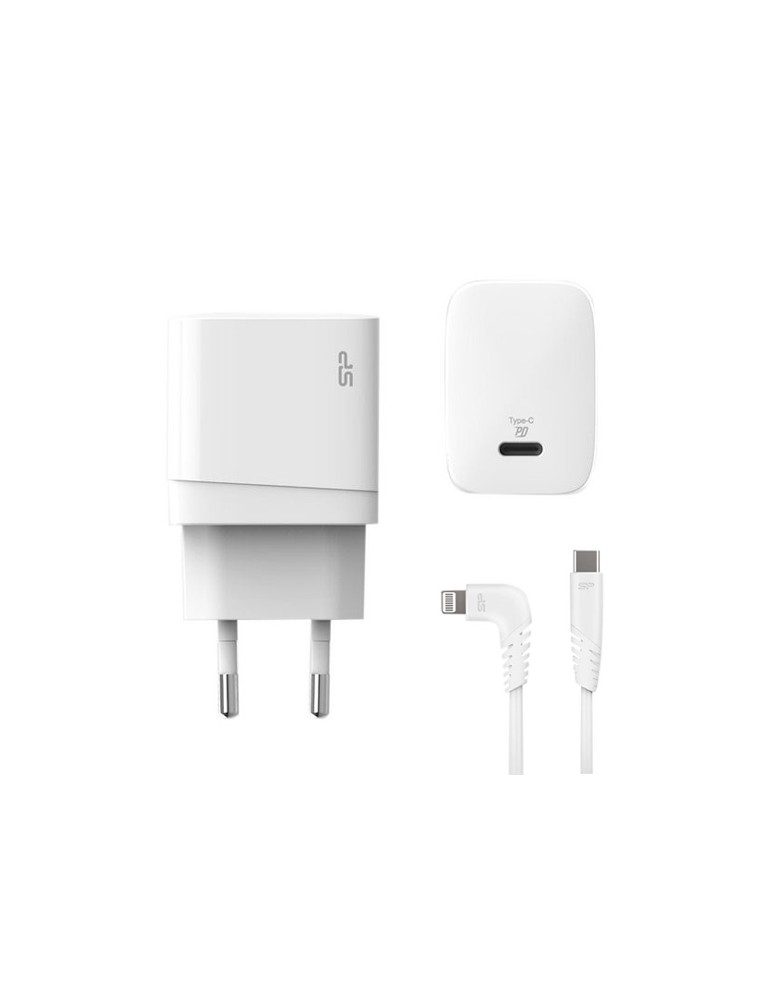 SILICON POWER φορτιστής τοίχου QM10 με καλώδιο, USB-C, 18W, MFi, λευκός