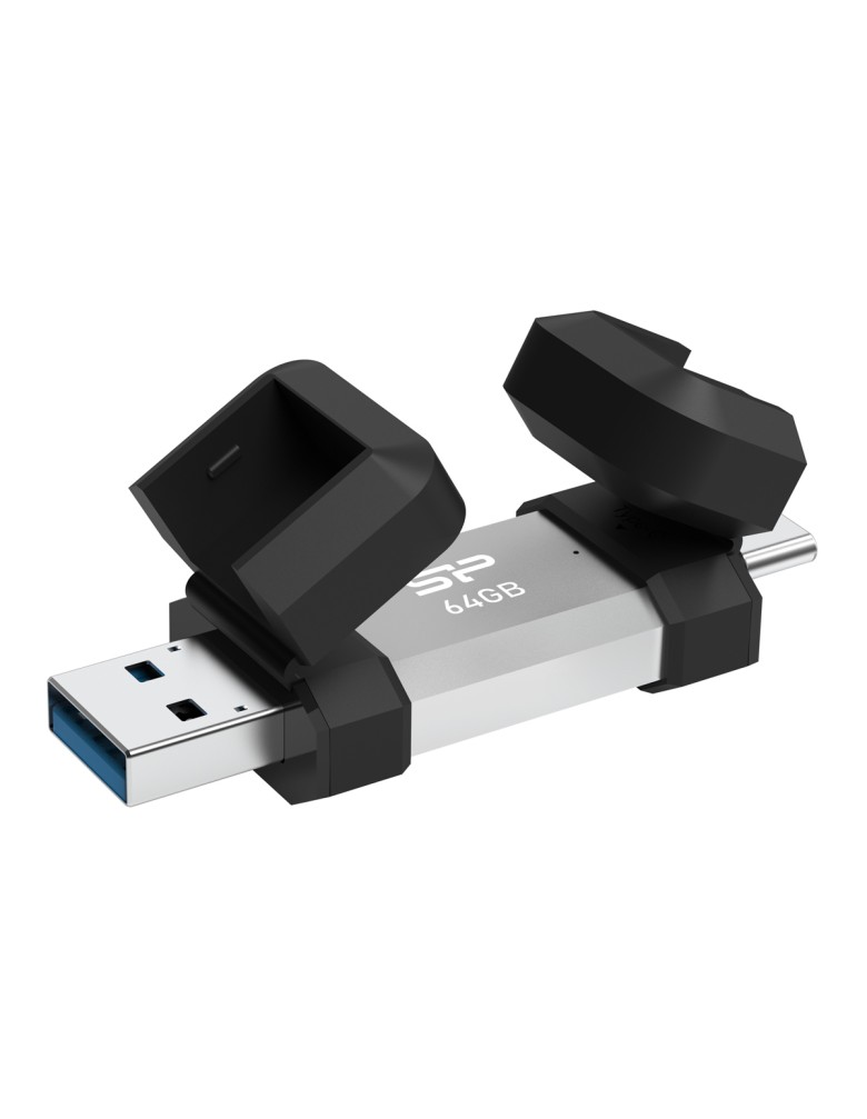 SILICON POWER USB Flash Drive C51, USB/USB-C, 64GB, 120MBps, ασημί