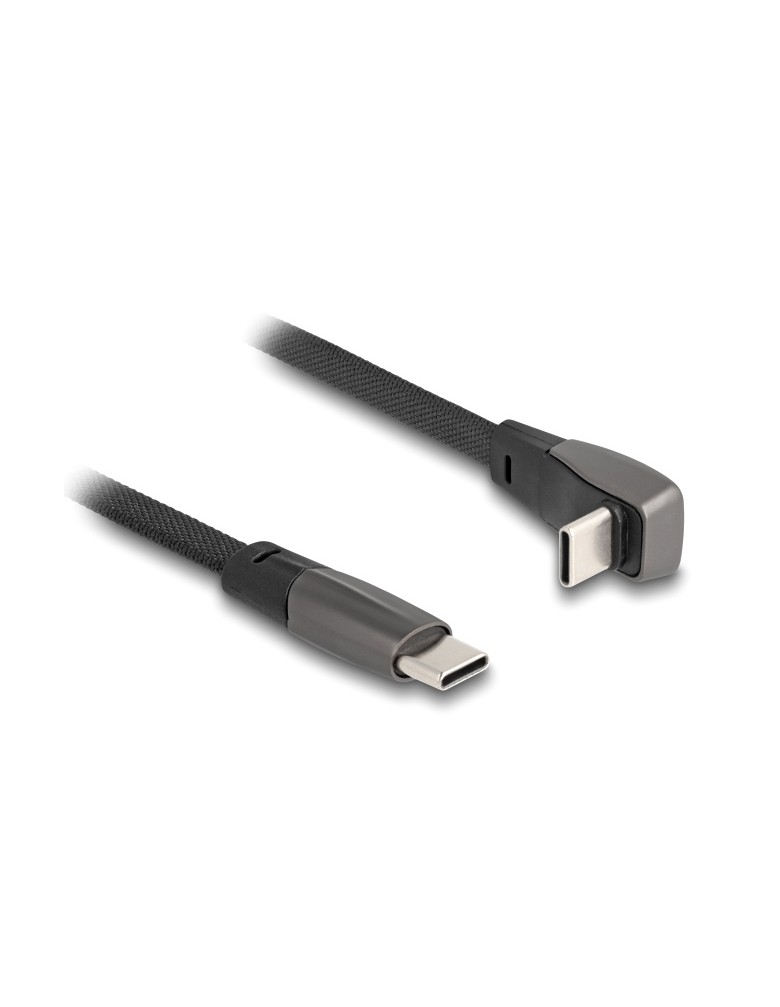 DELOCK καλώδιο USB-C 80751, 60W, flat, γωνιακό, 480 Mbps, 1m, μαύρο