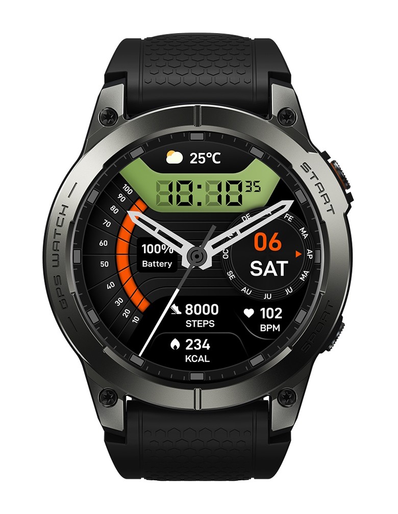 ZEBLAZE smartwatch Stratos 3 Pro, heart rate, 1.43" AMOLED, GPS, μαύρο