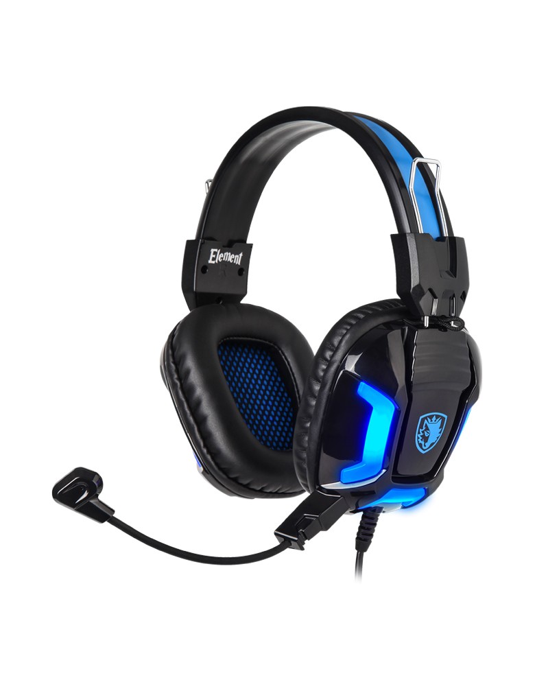 SADES Gaming Headset Element SA-702-BL, blue LED, 3.5mm, 40mm ακουστικά