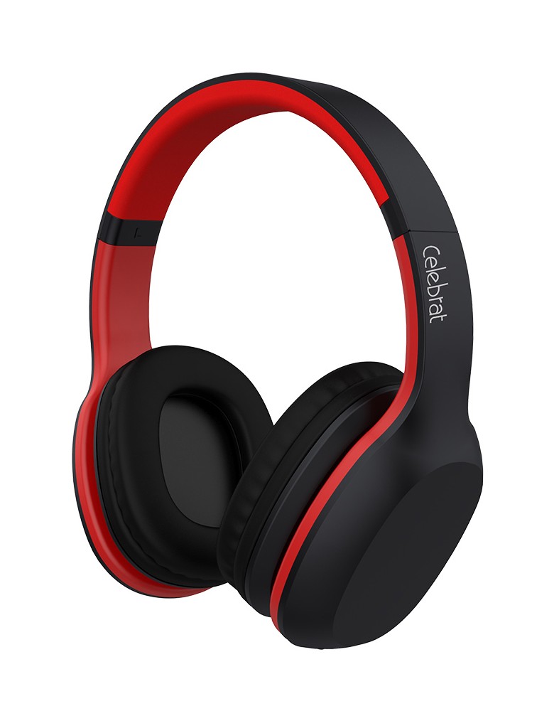 CELEBRAT Bluetooth headphones A18-BKRD, wireless & wired, μαύρο-κόκκινο