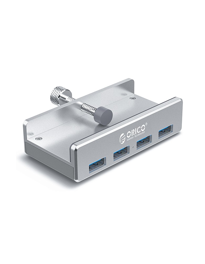 ORICO USB hub MH4PU-SV-BP με κλιπ, 4x θυρών, 5Gbps, USB σύνδεση, ασημί