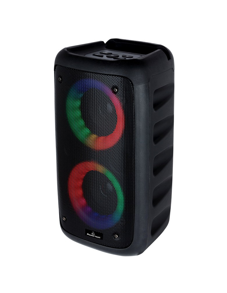 POWERTECH φορητό ηχείο PT-990, 10W RMS, FM, 2400mAh, RGB, μαύρο