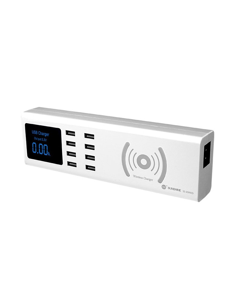 SUNSHINE σταθμός φόρτισης SS-309WD, 8x USB 8A, wireless 10W, λευκός