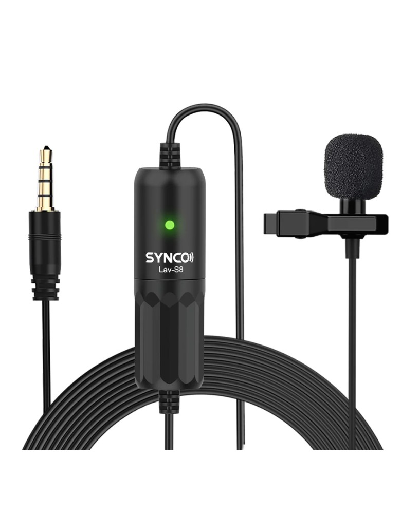 SYNCO μικρόφωνο Lav-S8 με clip-on, omnidirectional, 3.5mm, 8m, μαύρο