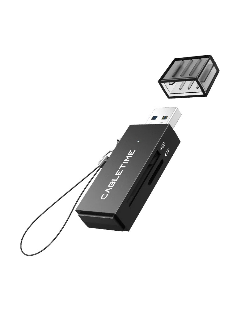 CABLETIME card reader CT-ASD3-PB για SD & micro SD, USB, 5Gbps, μαύρο