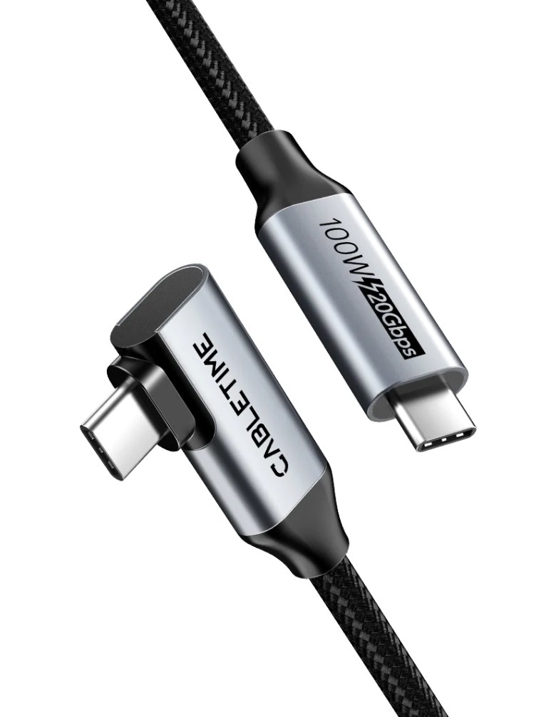 CABLETIME καλώδιο USB-C CT-CMCML-AG1, γωνιακό, 100W 20Gbps 4K, 1m, μαύρο