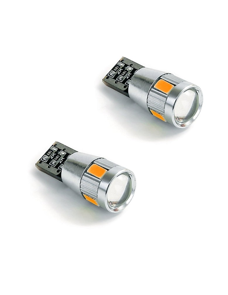 ΛΑΜΠΕΣ 6 LED T10 Wedge-CANBUS 12V 2 ΤΜΧ - ΠΟΡΤΟΚΑΛΙ