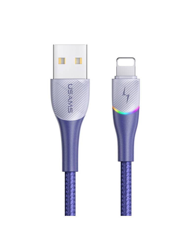 USAMS καλώδιο Lightning σε USB SJ541 με RGB φωτισμό, 2.4A, 1.2m, μπλε