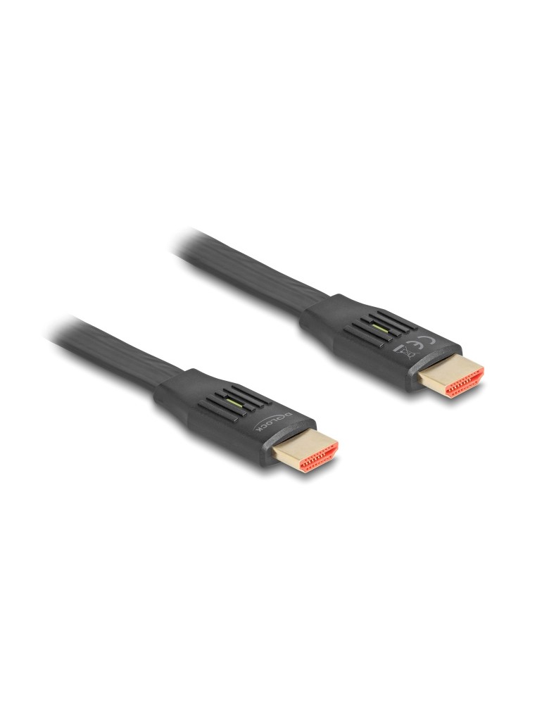 DELOCK καλώδιο HDMI 81002, flat, 8K/60Hz, 48 Gbps, eARC, HDR, 2m, μαύρο