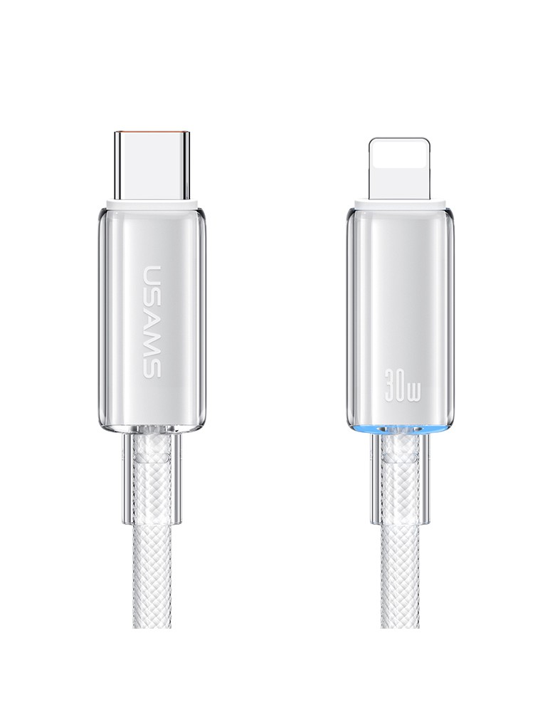 USAMS καλώδιο Lightning σε USB-C US-SJ659, 30W, 480Mbps, 1.2m, λευκό