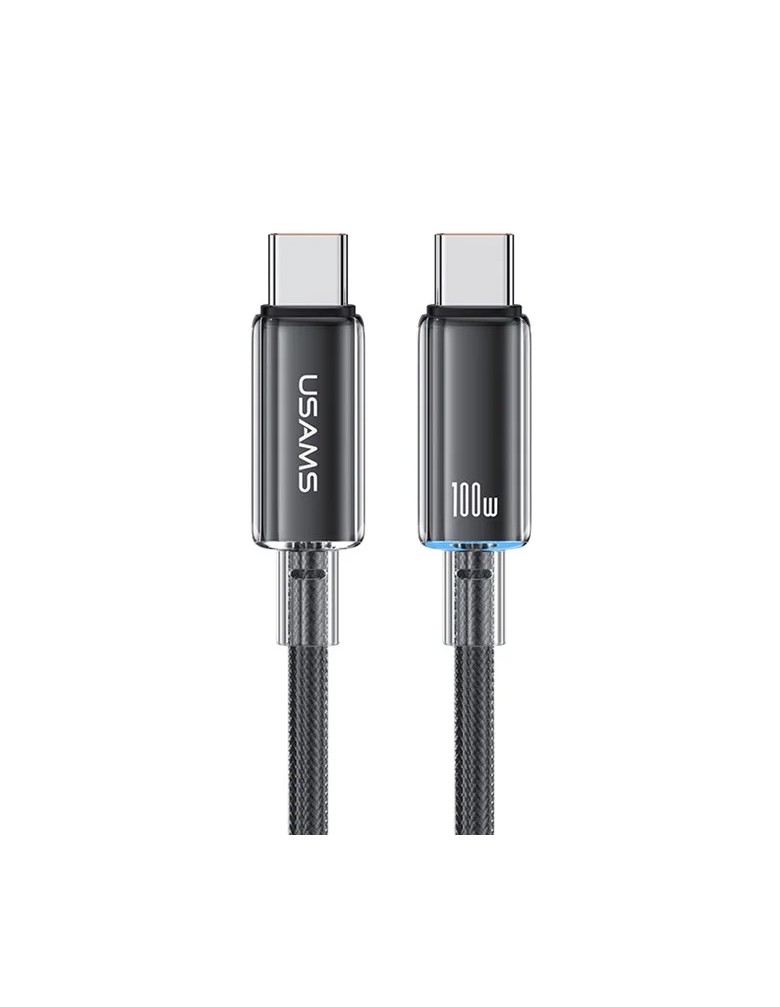 USAMS καλώδιο USB-C σε USB-C US-SJ660, 100W, 480Mbps, 1.2m, μαύρο