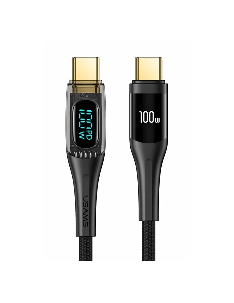 USAMS καλώδιο USB-C σε USB-C US-SJ590, 100W, 480Mbps, 1.2m, μαύρο