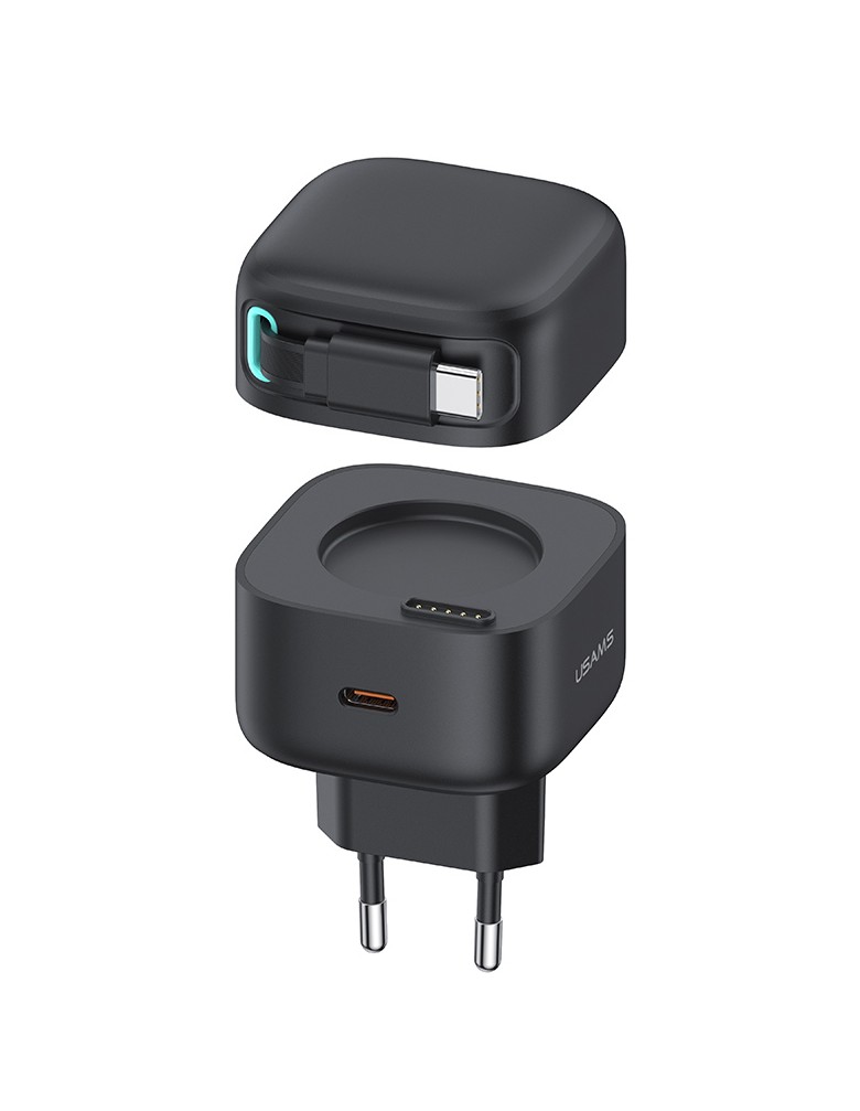 USAMS φορτιστής τοίχου US-CC202 με καλώδιο USB-C, USB-C, 35W GaN, μαύρος