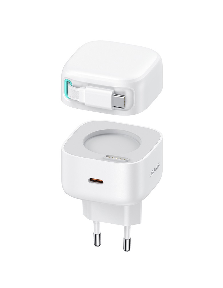 USAMS φορτιστής τοίχου US-CC202 με καλώδιο USB-C, USB-C, 35W GaN, λευκός