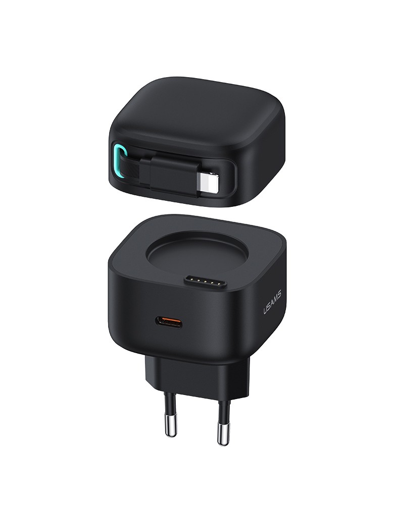 USAMS φορτιστής τοίχου US-CC209 καλώδιο Lightning, USB-C 35W GaN, μαύρος