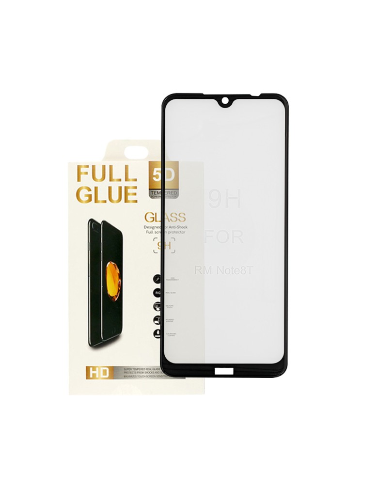 5D Full Glue 9H Tempered Glass Xiaomi Redmi Note 8T Μαύρο - OEM - Μαύρο - Redmi Note 8T