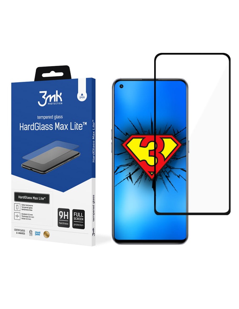 3MK HardGlass Max Lite Full Screen Realme GT Neo 2 5G / Realme GT 2 5G / Realme GT Neo 3T 5G Μαύρο - 3MK - Μαύρο - Realme GT 2 5