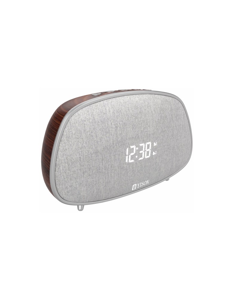 YISON ξυπνητήρι WS-1, bluetooth 5.0, 2x 5W, ένδειξη ώρας, AM/FM, ασημί