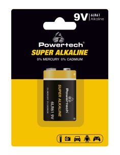 POWERTECH αλκαλική μπαταρία Super Alkaline PT-1215, 9V, 1τμχ