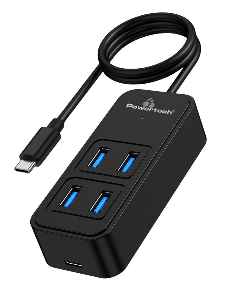 POWERTECH USB 3.2 hub PTR-0156 4x θυρών, 5Gbps, USB-C σύνδεση, 1m, μαύρο