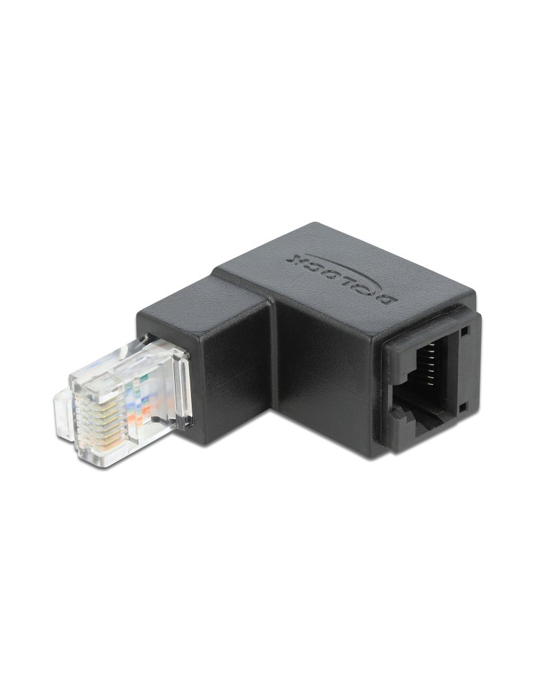 DELOCK αντάπτορας RJ45 86423, CAT 6 UTP, γωνιακός 90°, μαύρος