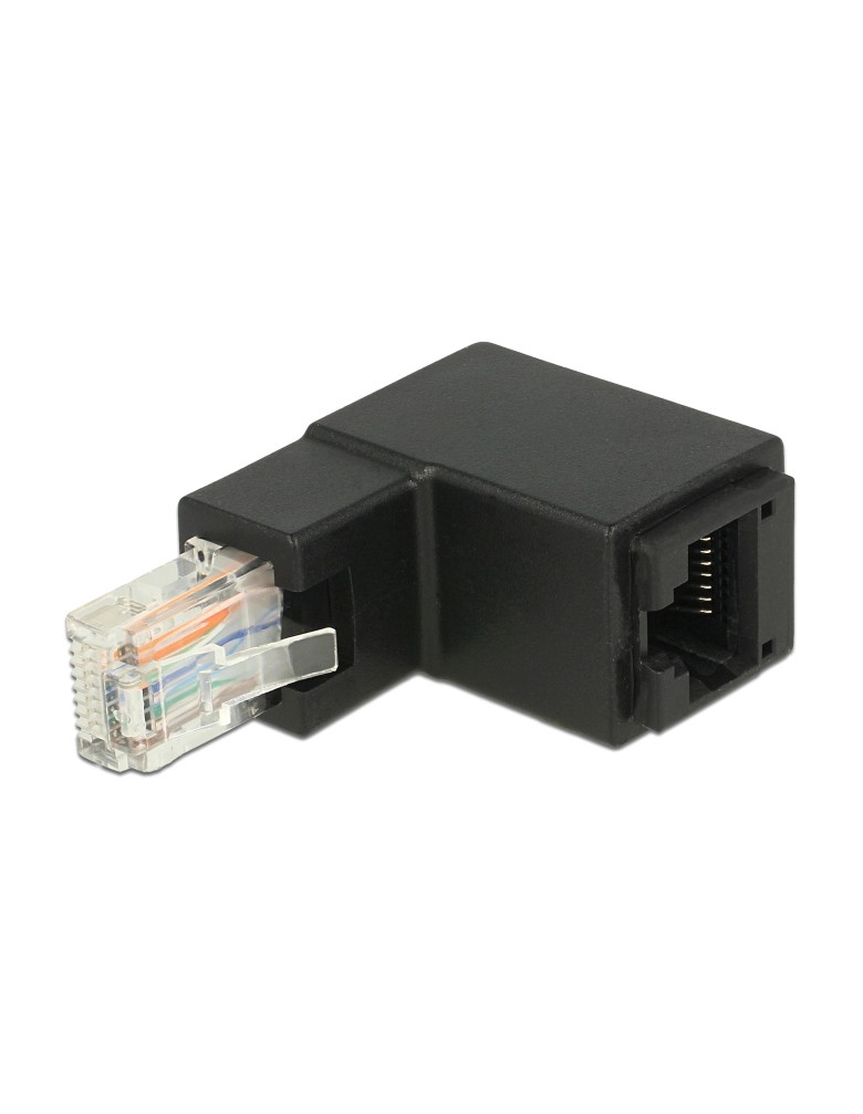 DELOCK αντάπτορας RJ45 86424, CAT 6 UTP, γωνιακός 90°, μαύρος